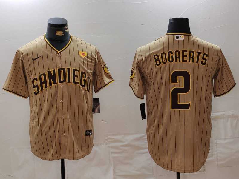 Men%27s San Diego Padres #2 Xander Bogaerts Khaki With PS Patch Cool Base Stitched Jersey->san diego padres->MLB Jersey